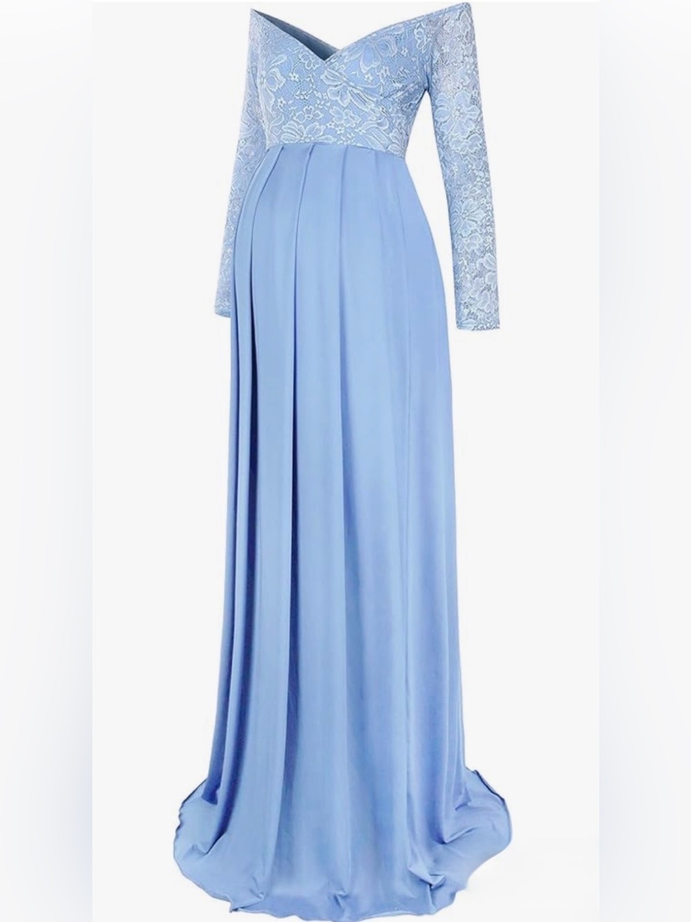 Molliya Maternity Lace Baby Blue Maxi Off the Shoulder Dress NWT Stretchy XL - Picture 1 of 5